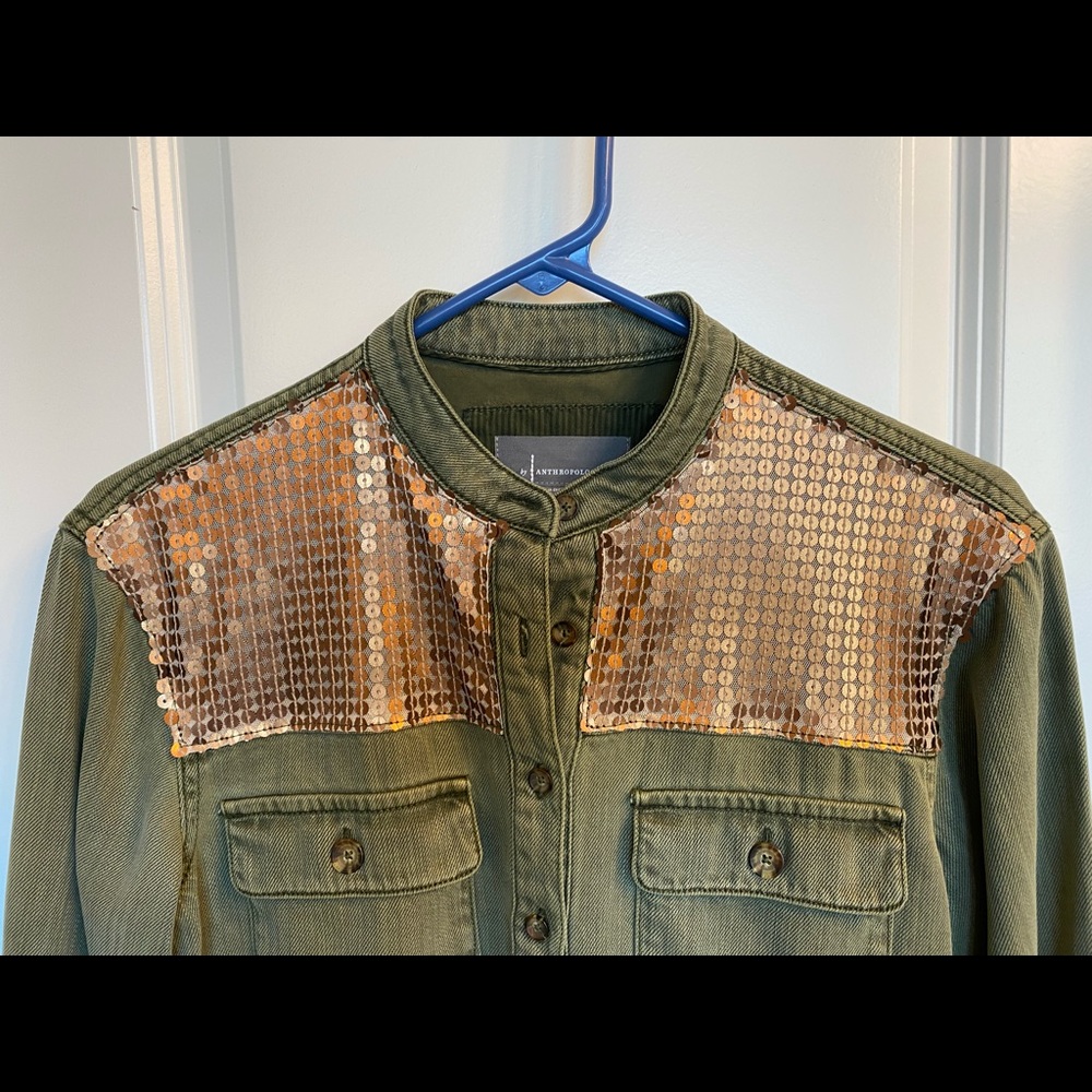 Anthropologie Sequined button down